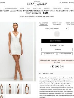 Dessy Collection Ivory Shimmer Tweed Mini Dress